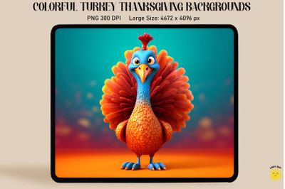 Colorful Turkey Thanksgiving Backgrounds