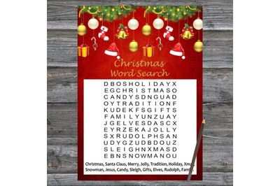 Gold toys Christmas card,Christmas Word Search Game Printable