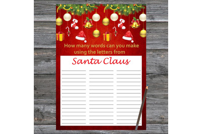 Gold toys Christmas card,How Many Words Can You Make From Santa Claus