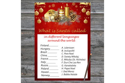 Gold candles Christmas card,Christmas Around the World Game Printable