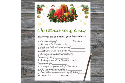 Presents Christmas card,Christmas Song Trivia Game Printable