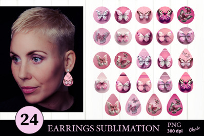 Pink Butterfly Earrings Bundle. Breast Cancer Awareness