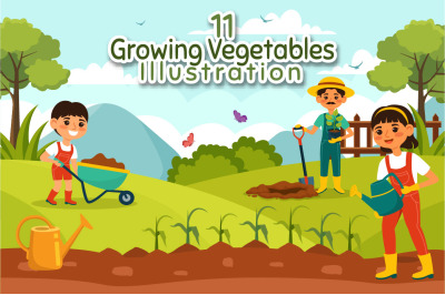 11 Growing Vegetables Illustration