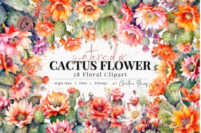 Watercolor Cactus Flower Clipart