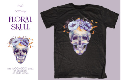 Purple Floral Skull