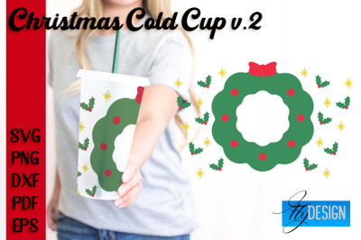 Christmas Cold Cup | Christmas Wrap SVG | Cold cup Wrap SVG v.2