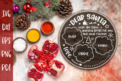 Dear Santa Tray SVG, Christmas Tray SVG