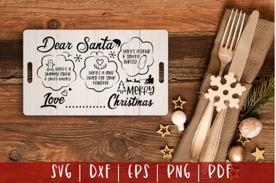 Dear Santa Tray SVG - Christmas Tray SVG