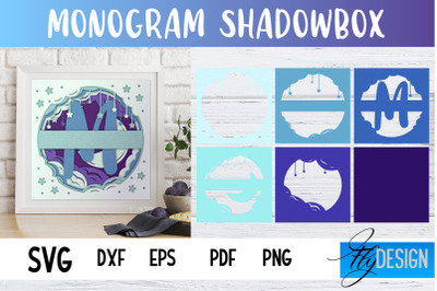 Monogram Shadowbox SVG | Alphabet Monogram Shadowbox | Paper Cut