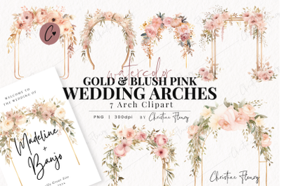 Watercolor Gold &amp;amp; Blush Wedding Arches