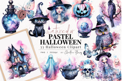 Watercolor Pastel Halloween Clipart