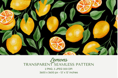 Lemon Watercolor PNG 04b Seamless Patterns