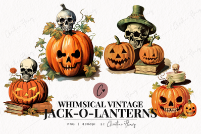 Whimsical Vintage Jack O Lantern Clipart