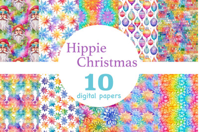 Hippie Christmas Digital Paper | Groovy Pattern