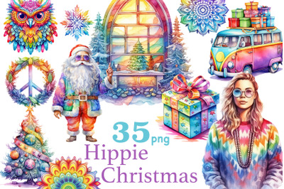 Hippie Christmas Clipart | Boho Bundle PNG