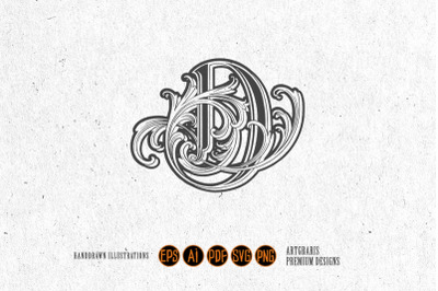 Luxury legacy vintage D monogram logo lettering outline