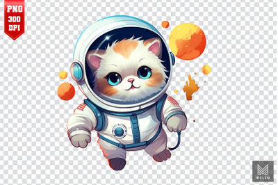 Cute Astronaut Persian Cat Clipart