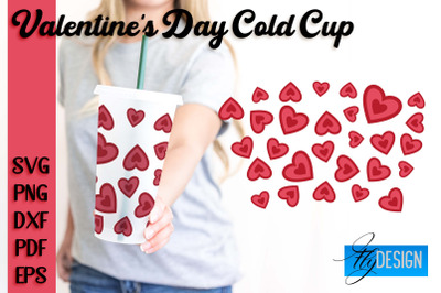 Valentine&#039;s Day Cold Cup | Valentine&#039;s Day Wrap SVG | Cold cup Wrap