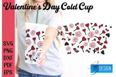 Valentine&#039;s Day Cold Cup | Valentine&#039;s Day Wrap SVG | Cold cup Wrap