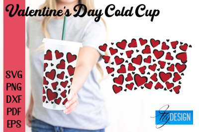 Valentine&#039;s Day Cold Cup | Valentine&#039;s Day Wrap SVG | Cold cup Wrap