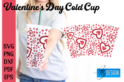 Valentine&#039;s Day Cold Cup | Valentine&#039;s Day Wrap SVG | Cold cup Wrap