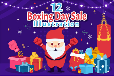 12 Boxing Day Sale Vector Illustration