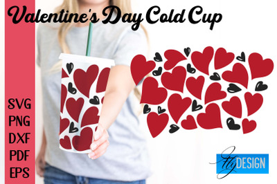 Valentine&#039;s Day Cold Cup | Valentine&#039;s Day Wrap SVG | Cold cup Wrap SV