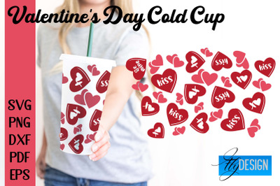 Valentine&#039;s Day Cold Cup | Valentine&#039;s Day Wrap SVG | Cold cup Wrap