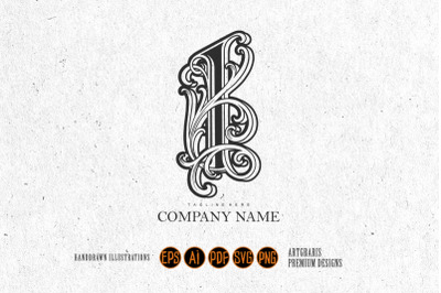 Luxury vintage lettering I monogram logo flourish monochrome