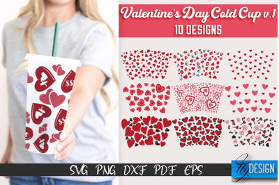 Valentine&#039;s Day Cold Cup | Valentine&#039;s Day Wrap SVG | Cold cup Wrap