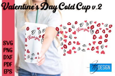 Valentine&#039;s Day Cold Cup | Valentine&#039;s Day Wrap SVG | Cold cup Wrap