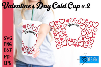 Valentine&#039;s Day Cold Cup | Valentine&#039;s Day Wrap SVG | Cold cup Wrap