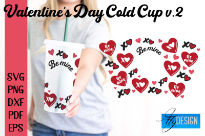 Valentine&#039;s Day Cold Cup | Valentine&#039;s Day Wrap SVG | Cold cup Wrap