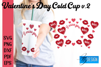 Valentine&#039;s Day Cold Cup | Valentine&#039;s Day Wrap SVG | Cold cup Wrap