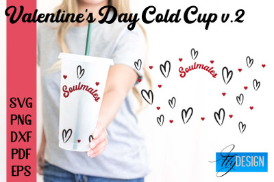 Valentine&#039;s Day Cold Cup | Valentine&#039;s Day Wrap SVG | Cold cup Wrap