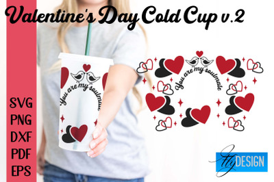 Valentine&#039;s Day Cold Cup | Valentine&#039;s Day Wrap SVG | Cold cup Wrap