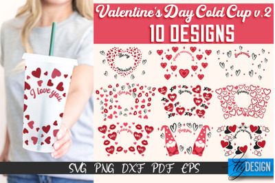 Valentine&#039;s Day Cold Cup | Valentine&#039;s Day Wrap SVG | Cold cup Wrap