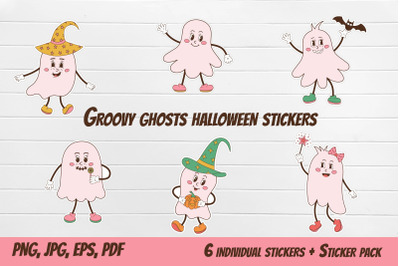 Groovy ghosts halloween stickers