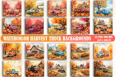 Watercolor Harvest Truck Backgrounds