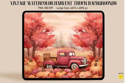 Watercolor Fall Pickup Truck Backgrounds