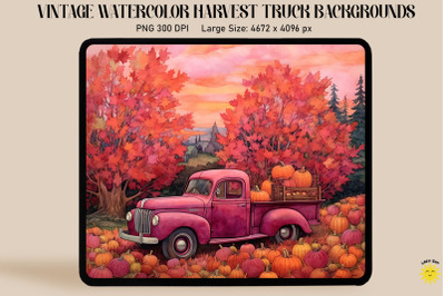 Watercolor Fall Pickup Truck Backgrounds