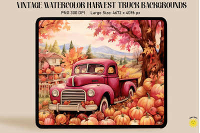 Watercolor Fall Pickup Truck Backgrounds