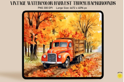 Watercolor Fall Pickup Truck Backgrounds