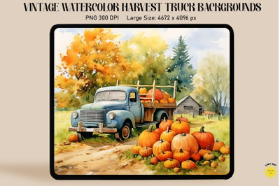 Watercolor Harvest Scene Backgrounds