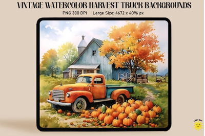 Watercolor Harvest Scene Backgrounds