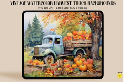 Watercolor Harvest Scene Backgrounds