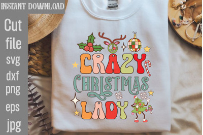 Crazy Christmas Lady Retro Sublimation&2C;Retro Christmas Bundle&2C; Christm