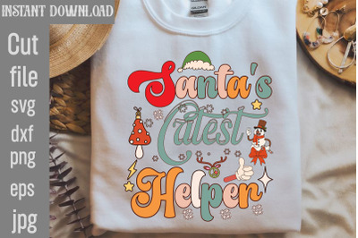 Santa&amp;&23;039;s Cutest Helper Retro Sublimation&2C;Retro Christmas Bundle&2C; Christ