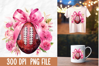 Breast Cancer Pink Rose Ribbon Football