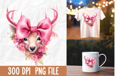 Breast Cancer Pink Deer Antlers Ribbon